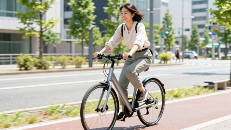 日常の移動で電動自転車に乗るイメージ