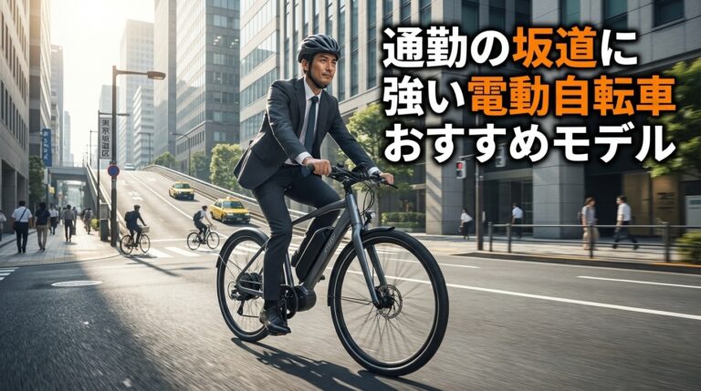 坂道を走る通学用電動アシスト自転車のイメージ