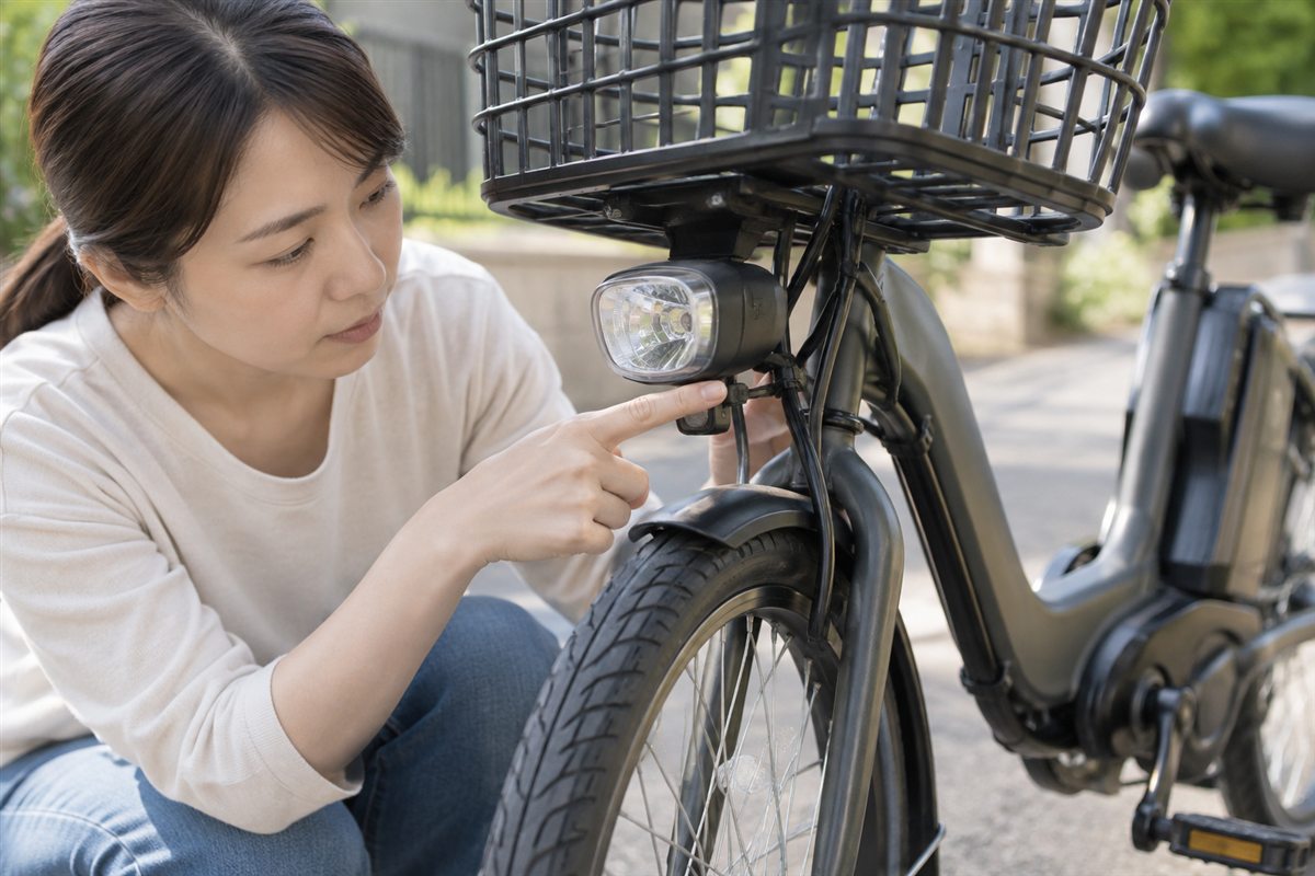 ライトの電源の取り方を知るを確認する電動自転車の利用者