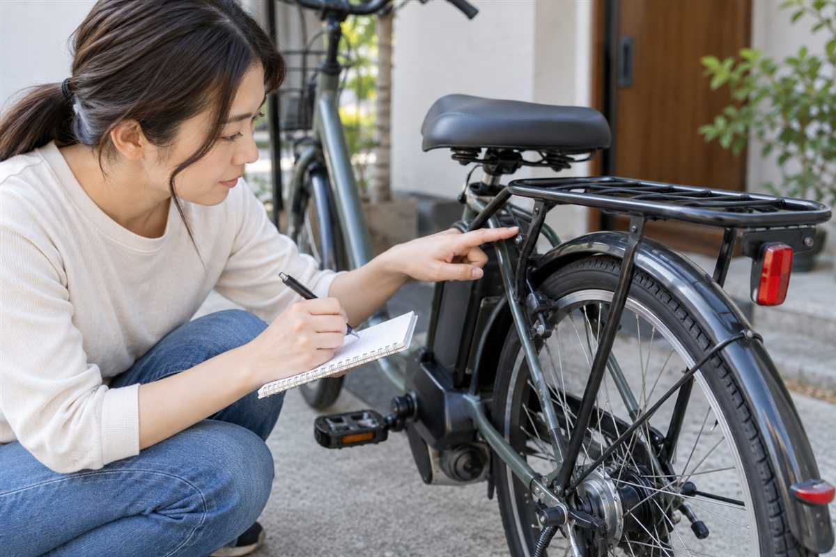 車種とキャリアの品番を調べるを確認する電動自転車の利用者