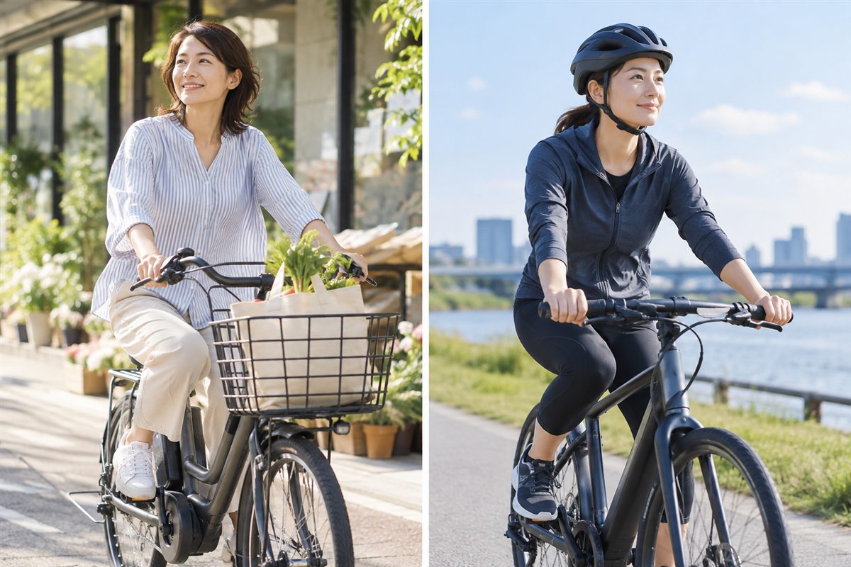 生活活動と運動を分けて知るを確認する電動自転車の利用者