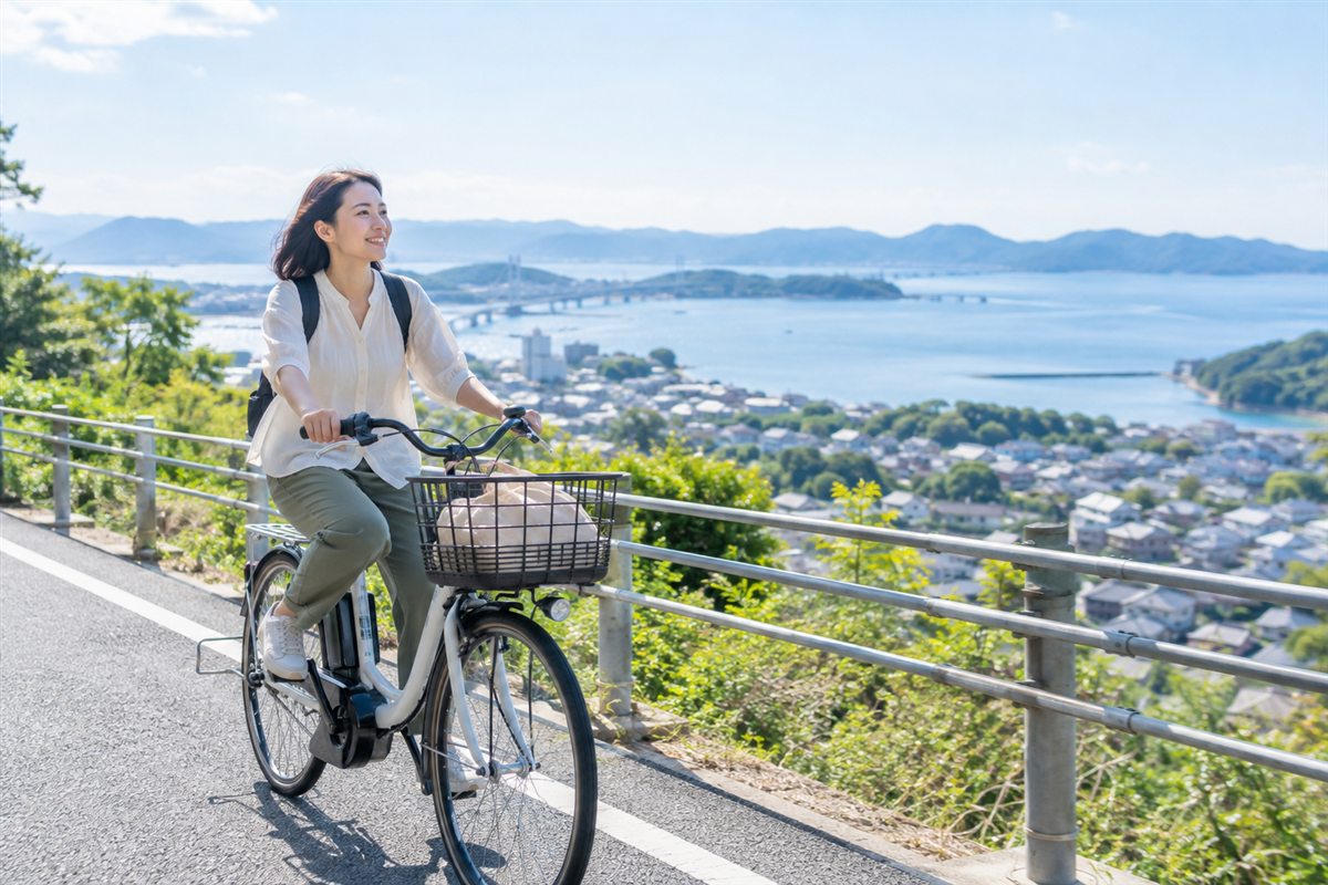 行動できる範囲が広がるに関する電動自転車の様子