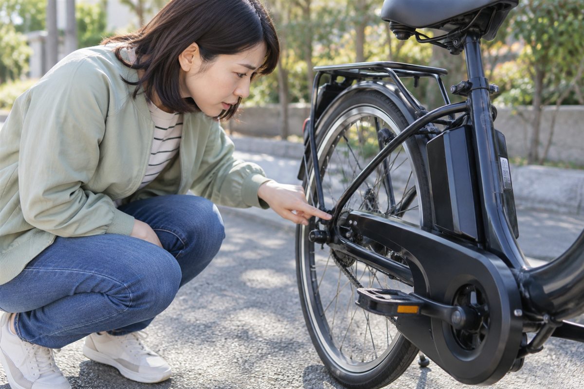 音と一緒に出る症状を見るに関する電動自転車の様子