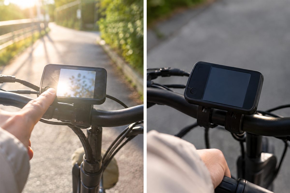 反射と表示の消失を区別するに関する電動自転車の場面