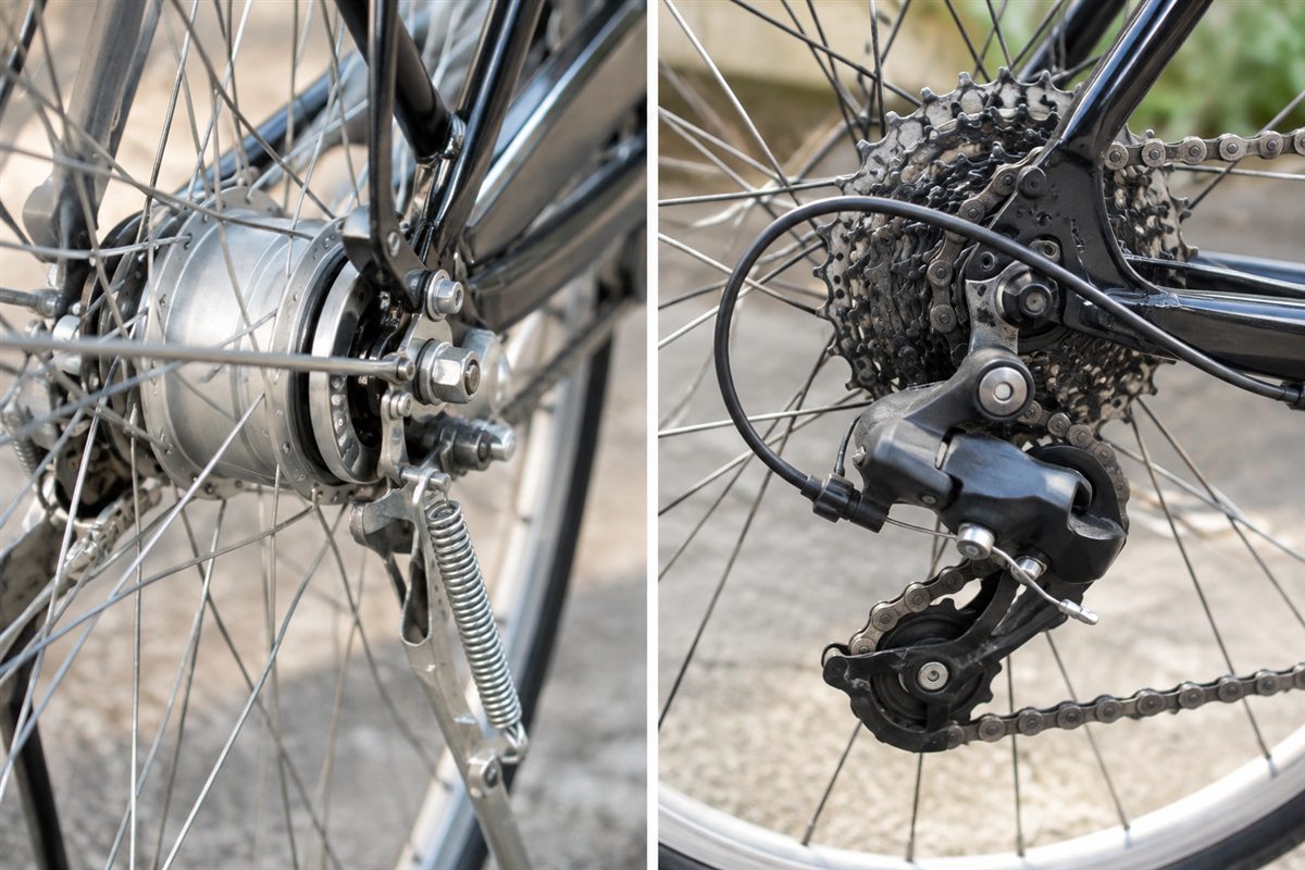 内装と外装の違いを確認するに関する電動自転車の場面