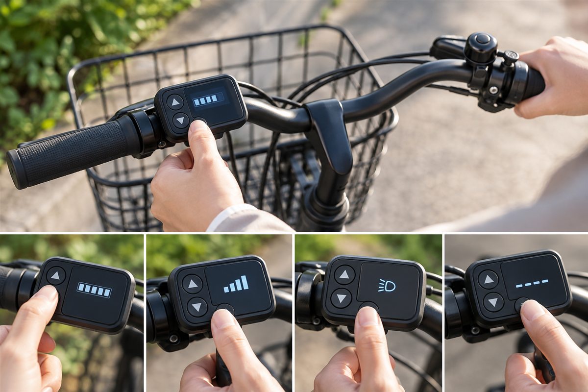 手元スイッチの役割と種類に関する電動自転車の様子