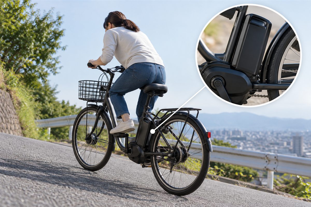 電源を切って乗ると重く感じる理由に関する電動自転車の様子