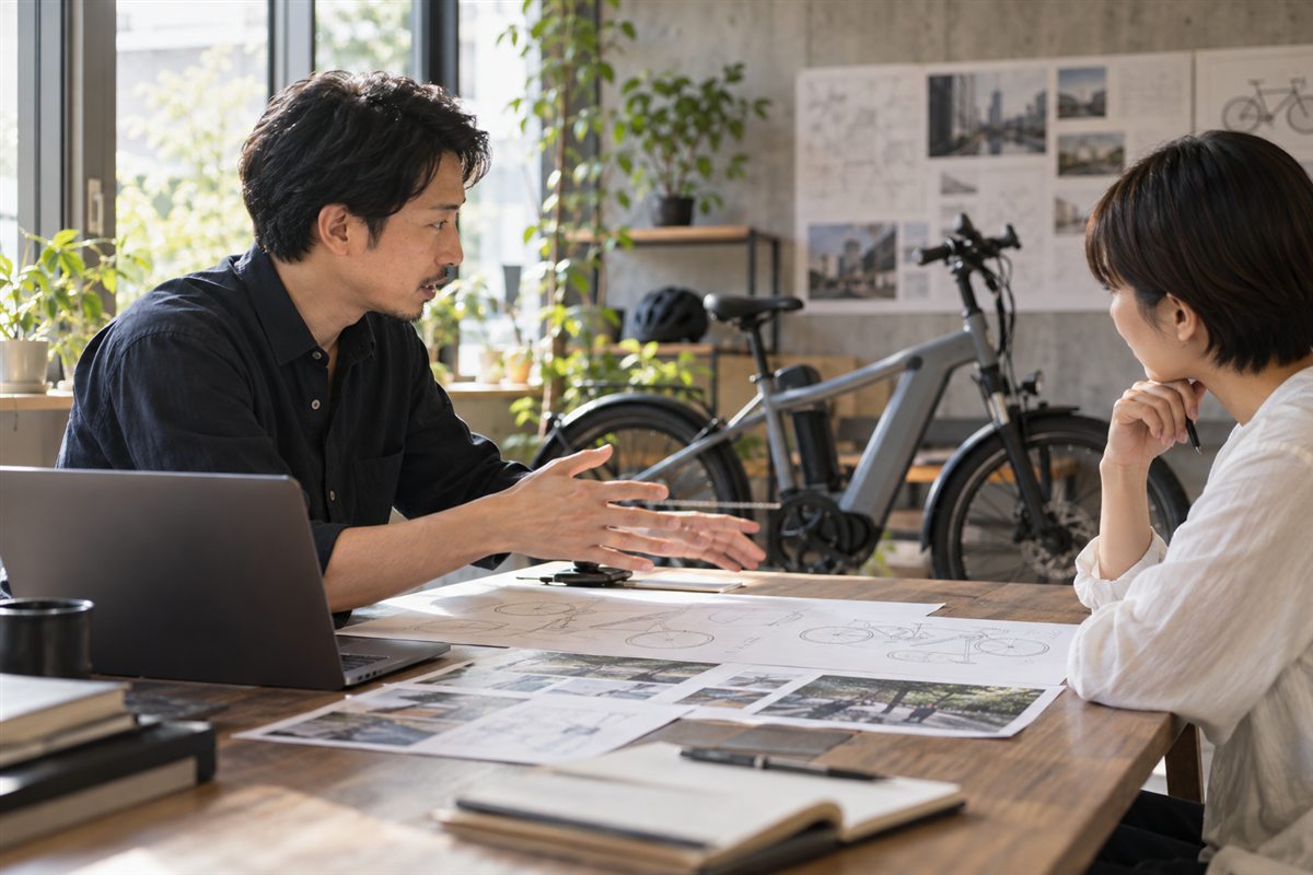 BESVとの関係とブランドの成り立ちに関連する電動自転車の場面