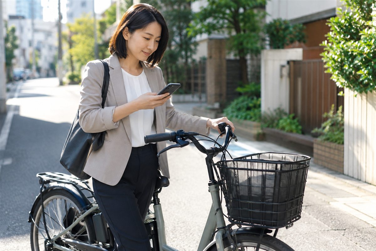 私用があれば記録で区分するに関する電動自転車の場面