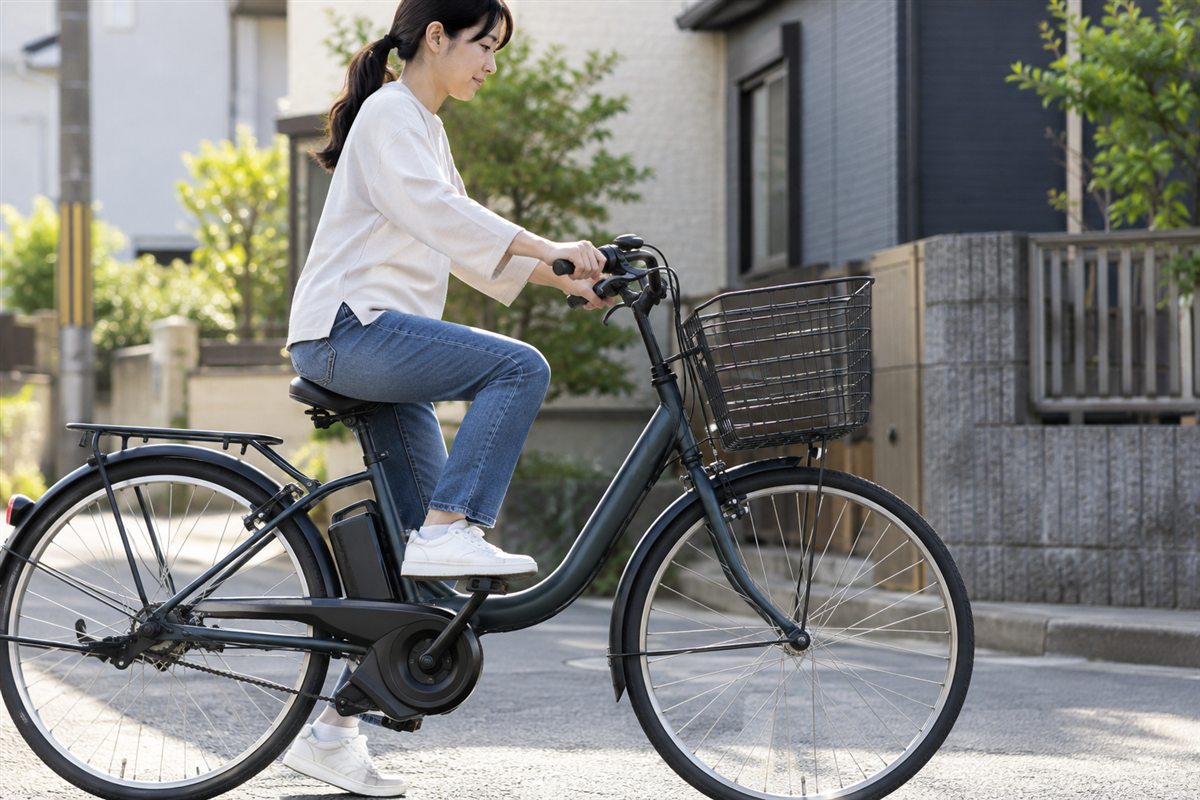 発進の踏み込みを確かめるに関する電動自転車の場面