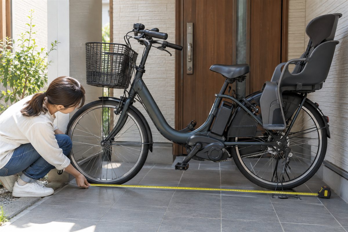 車体の大きさを確かめるに関する電動自転車の利用場面