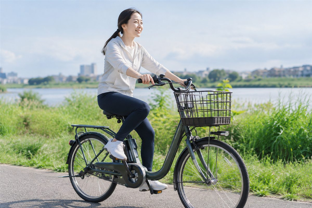 アシストがあっても身体は動かすに関する電動自転車の様子