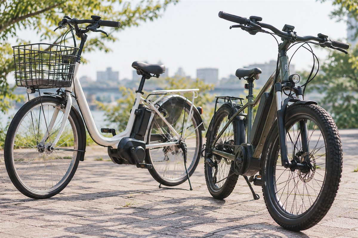 電動車でも構造は一種類ではないに関する電動自転車の場面