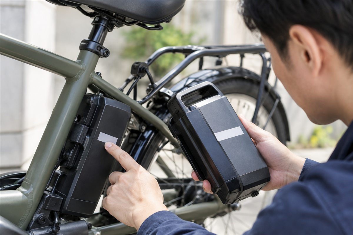 車体と部品の品番をそろえるに関する電動自転車の場面