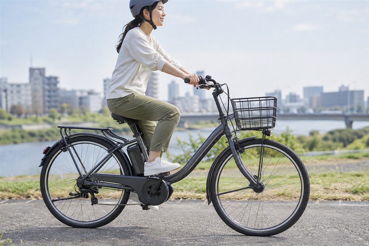 モーターと人が役割を分けるに関する電動自転車の様子