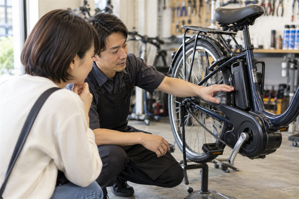工賃は取り付け位置で差が出るについて相談する電動自転車の利用者