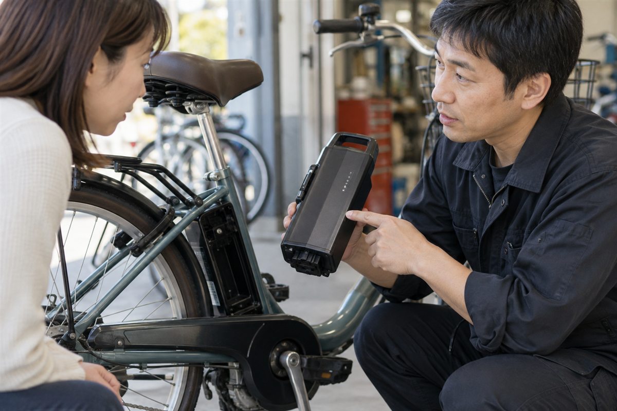 バッテリーが原因の場合について相談する電動自転車の利用者
