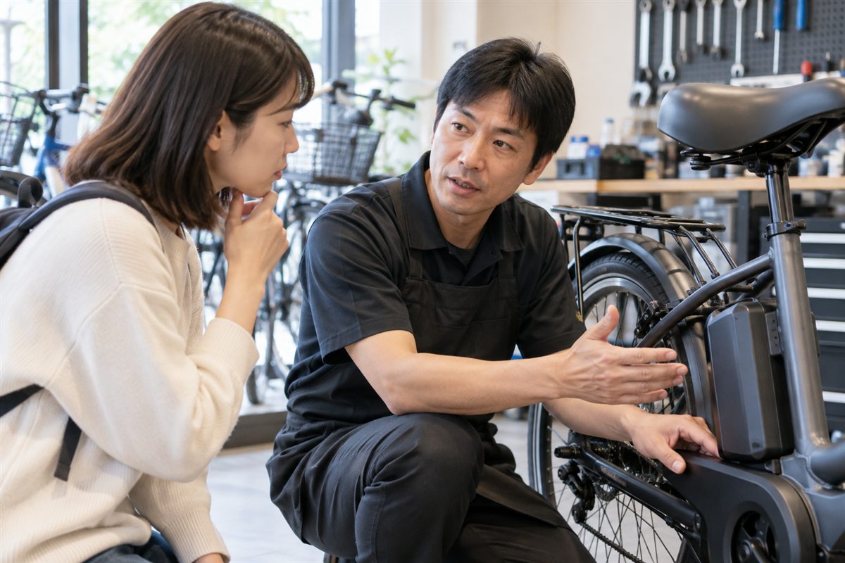 保証条件と自分での作業の関係について専門店に相談する利用者