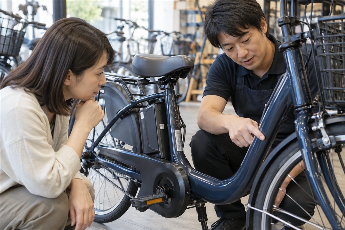 車体の型番を探す場所について専門店に相談する利用者
