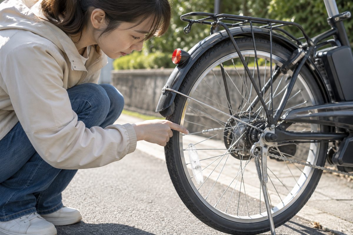 スポーク一本でも放置しないに関する電動自転車の利用場面