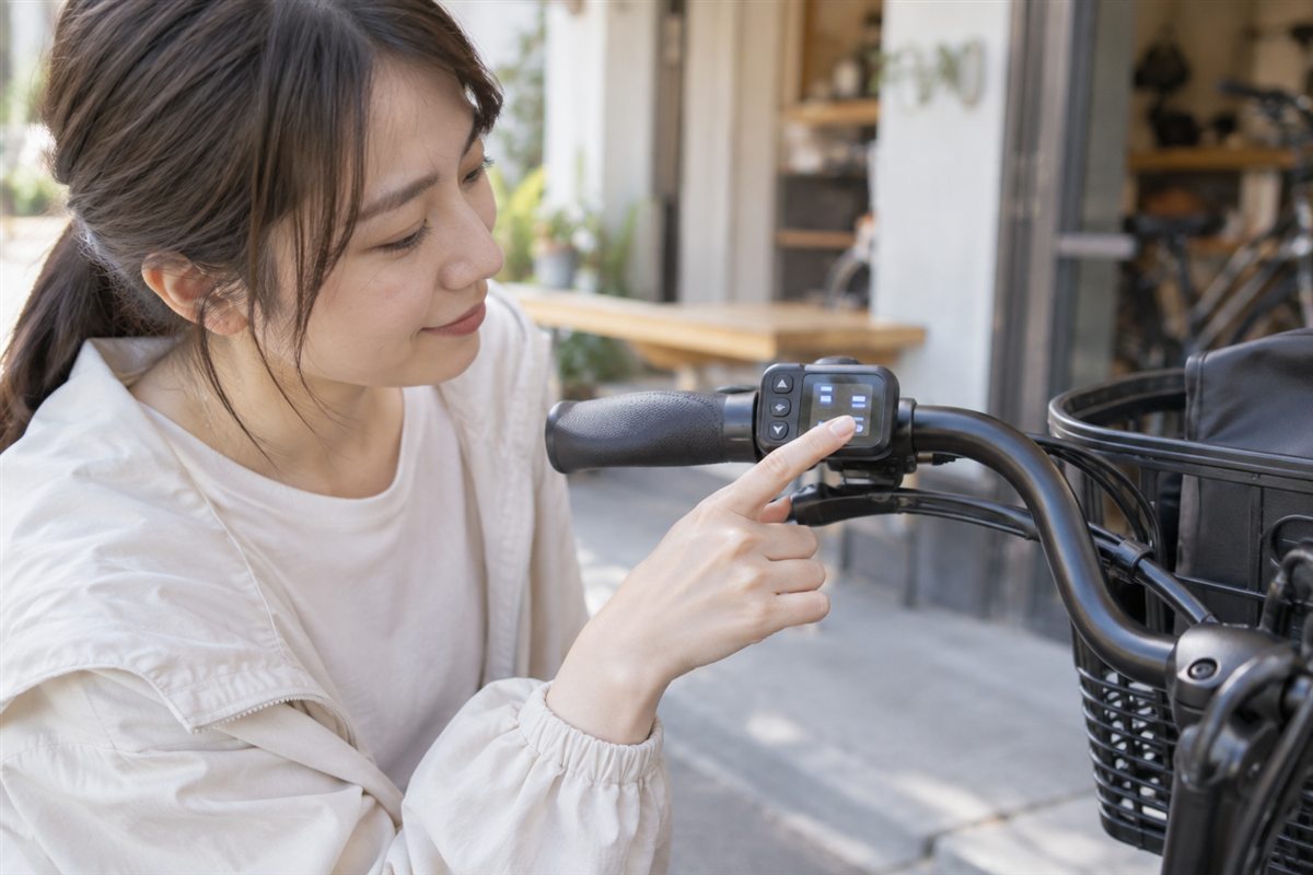 アシストモードが最大になっているを相談する電動自転車の利用者
