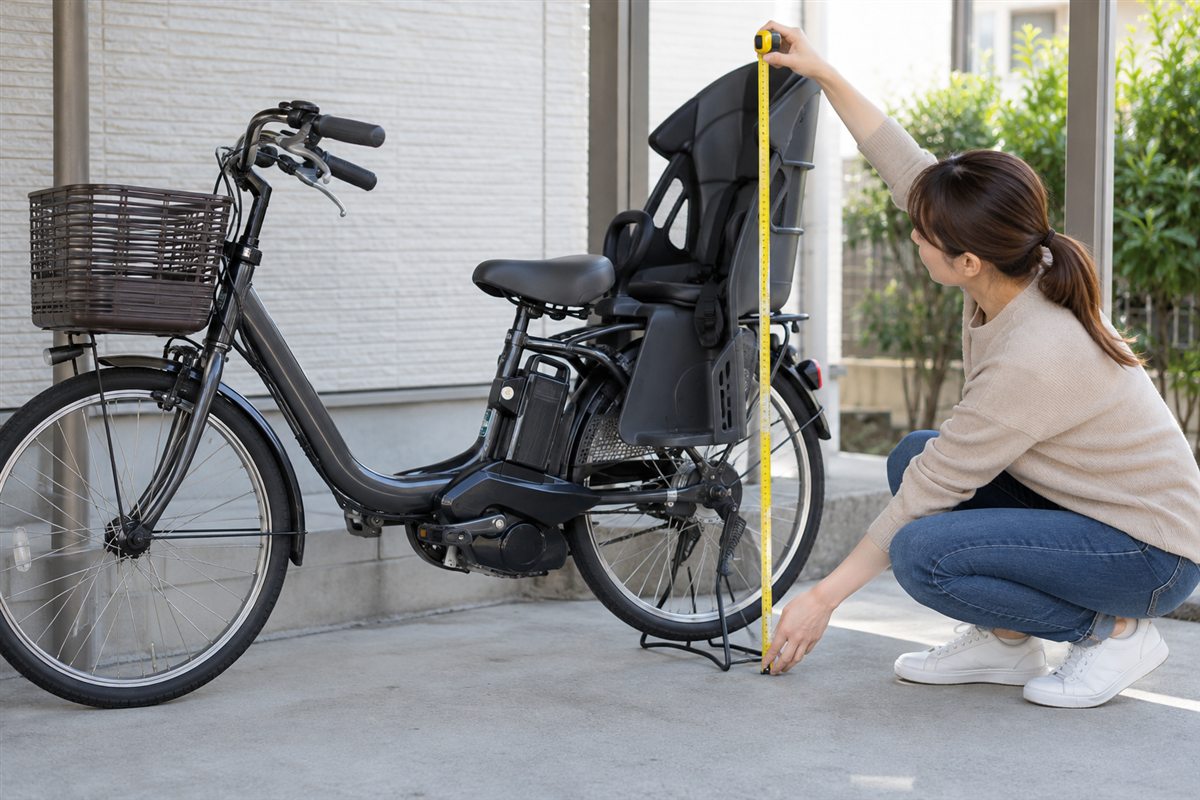 保管する姿で寸法を測るに関する電動自転車の利用場面
