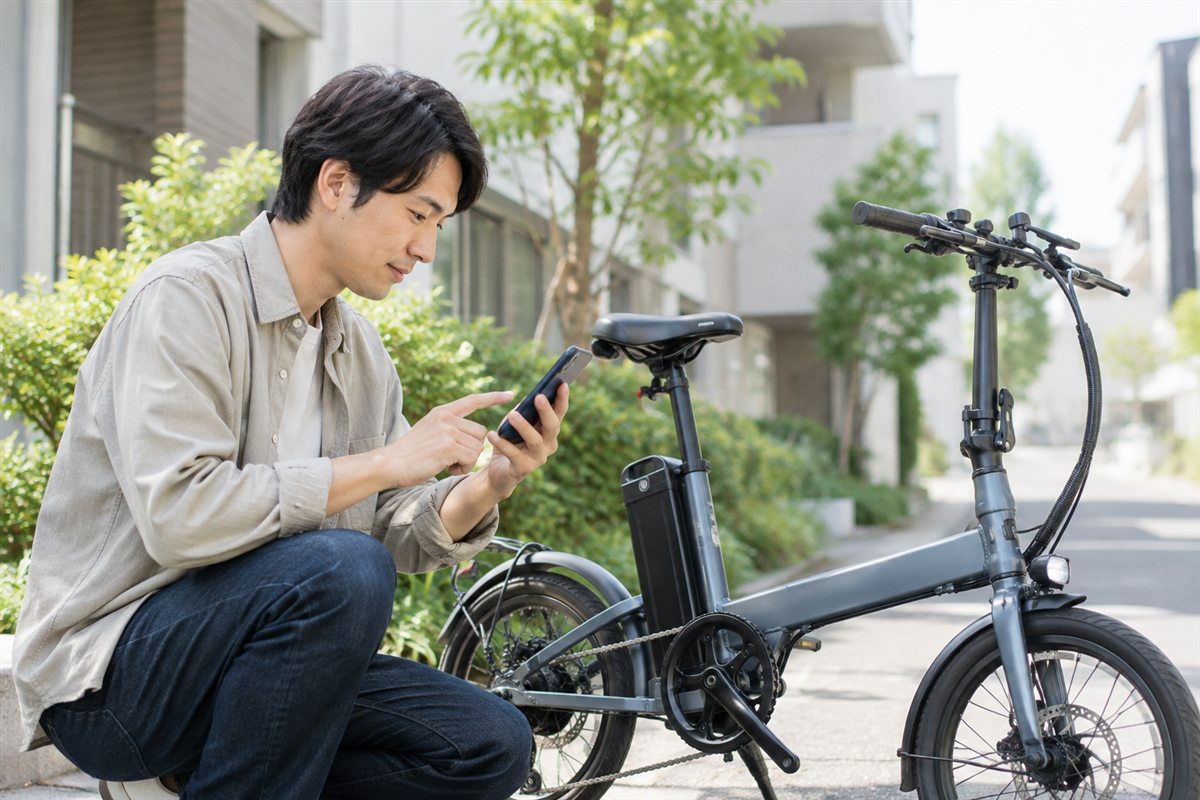 車両区分を変えるモビチェンとはに関連する電動自転車の場面