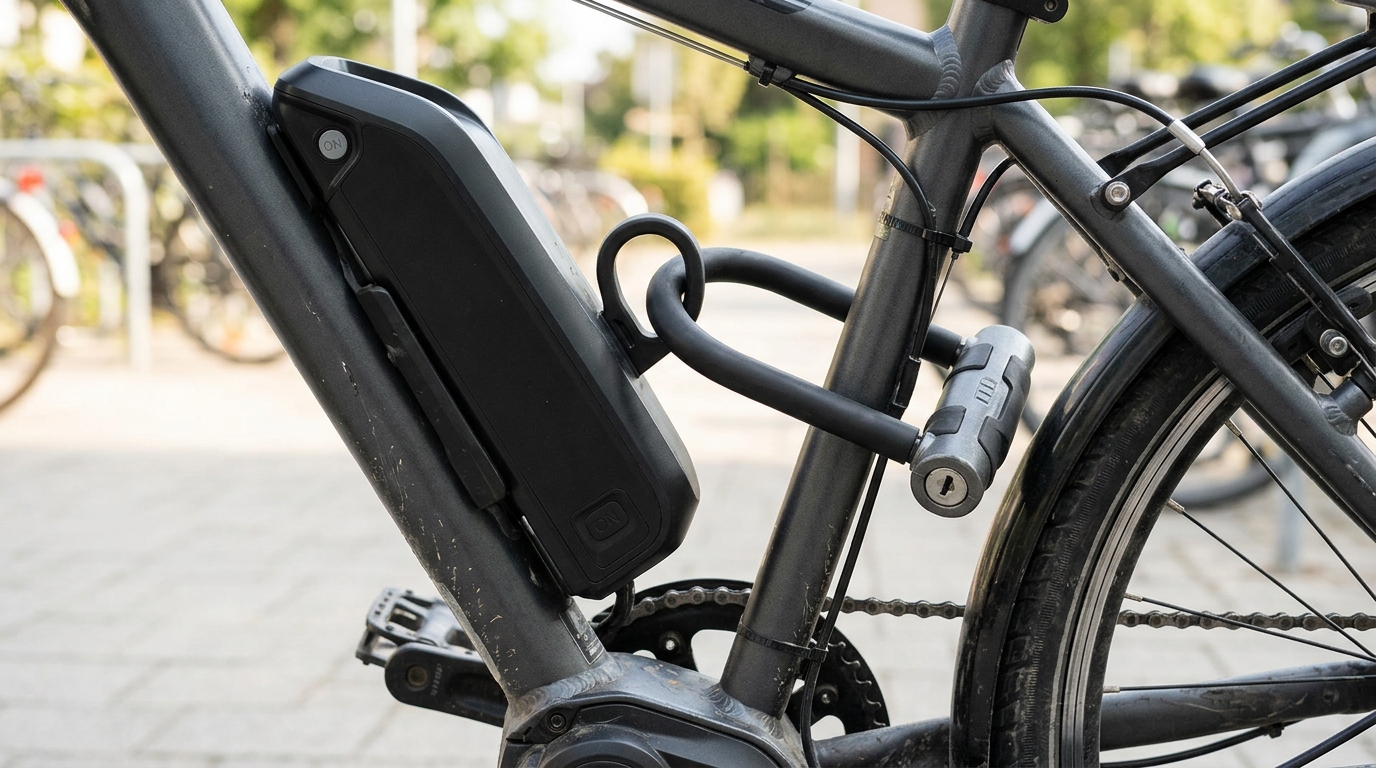 電動アシスト自転車のバッテリー専用小型U字ロックまたはダイヤルロック