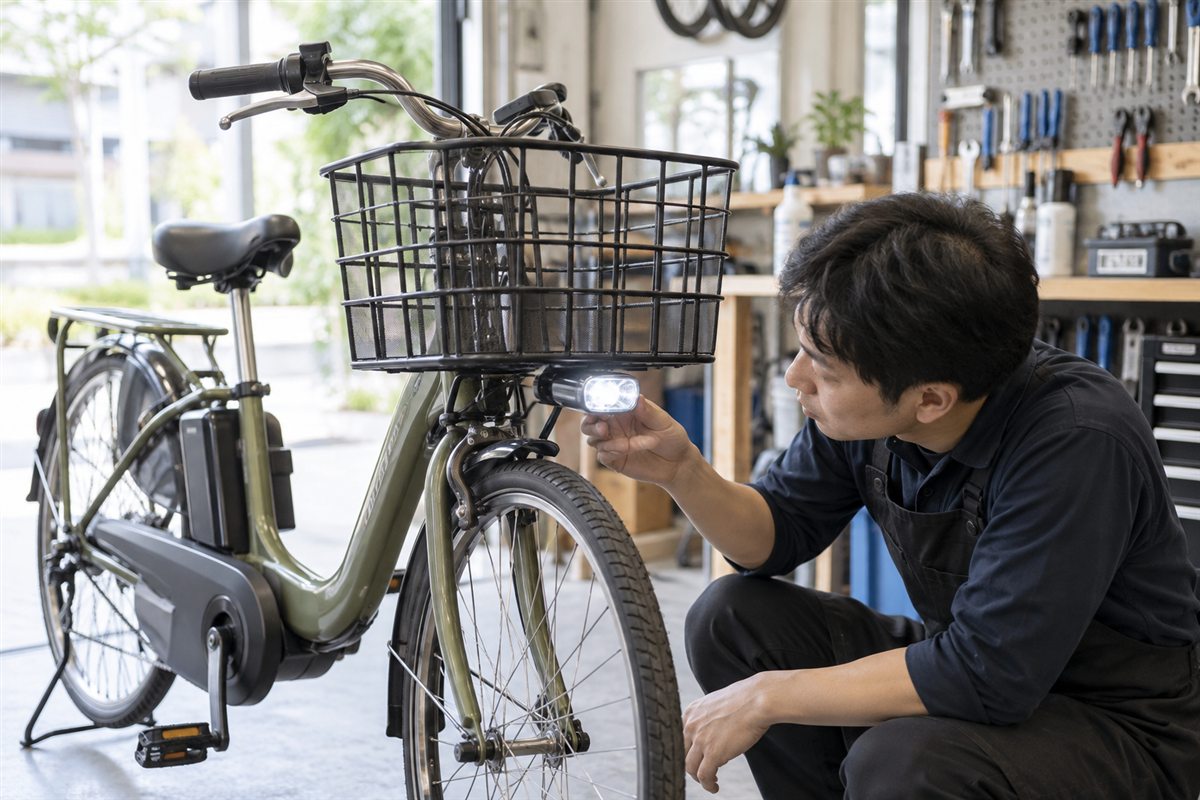 電動自転車のライト交換｜つかない原因の確認と修理を頼む目安に関連する電動自転車の整備場面