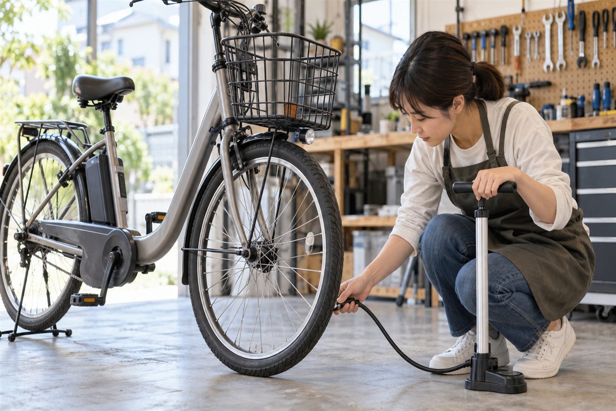 電動自転車の空気の入れ方｜バルブ別の手順と入れる頻度に関連する電動自転車の整備場面