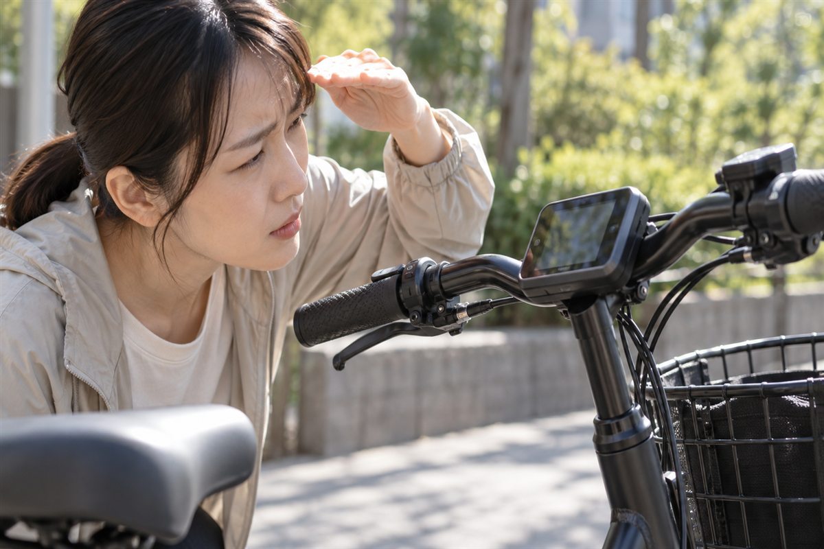 電動自転車の液晶が見えない原因は？表示と視認性の確認方法に関連する電動自転車の場面