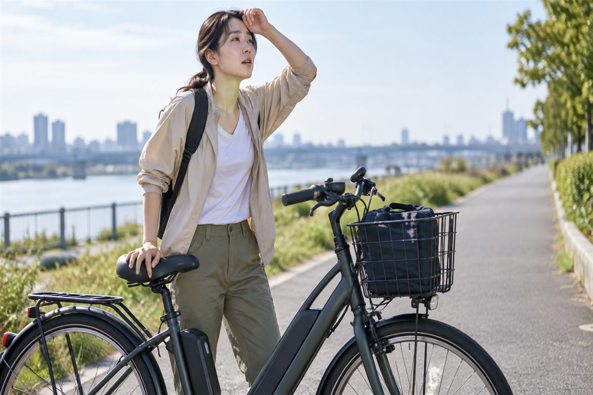 電動自転車で30分走ると疲れる？道・姿勢・設定の見直し方に関連する電動自転車の場面