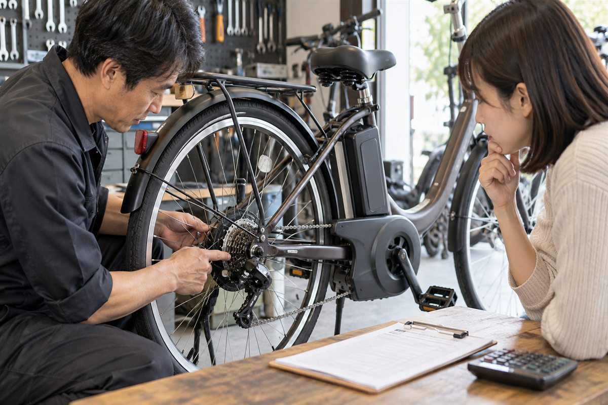 電動自転車のギアが変わらない修理料金は？工賃と見積もりの見方に関連する電動自転車の場面