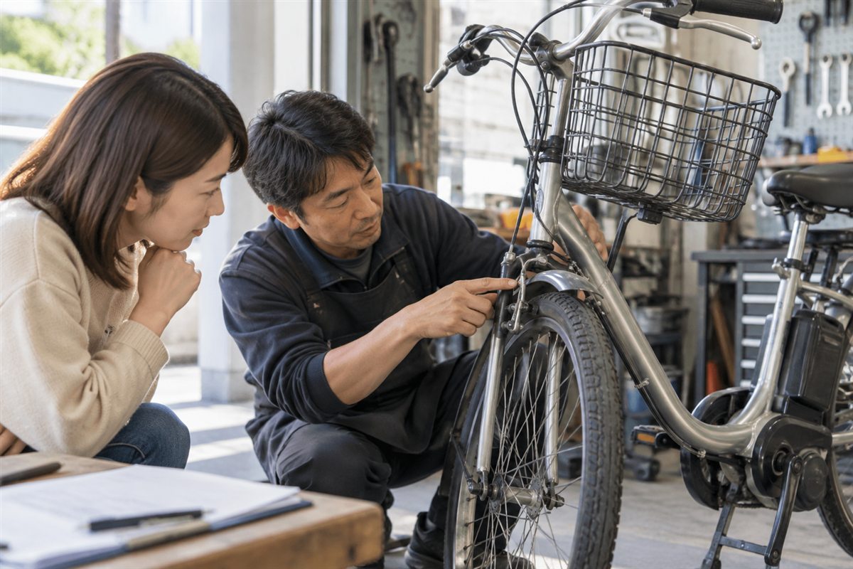 電動自転車のブレーキワイヤー交換費用は？内訳と交換時期・見積もりの取り方に関する電動自転車の場面