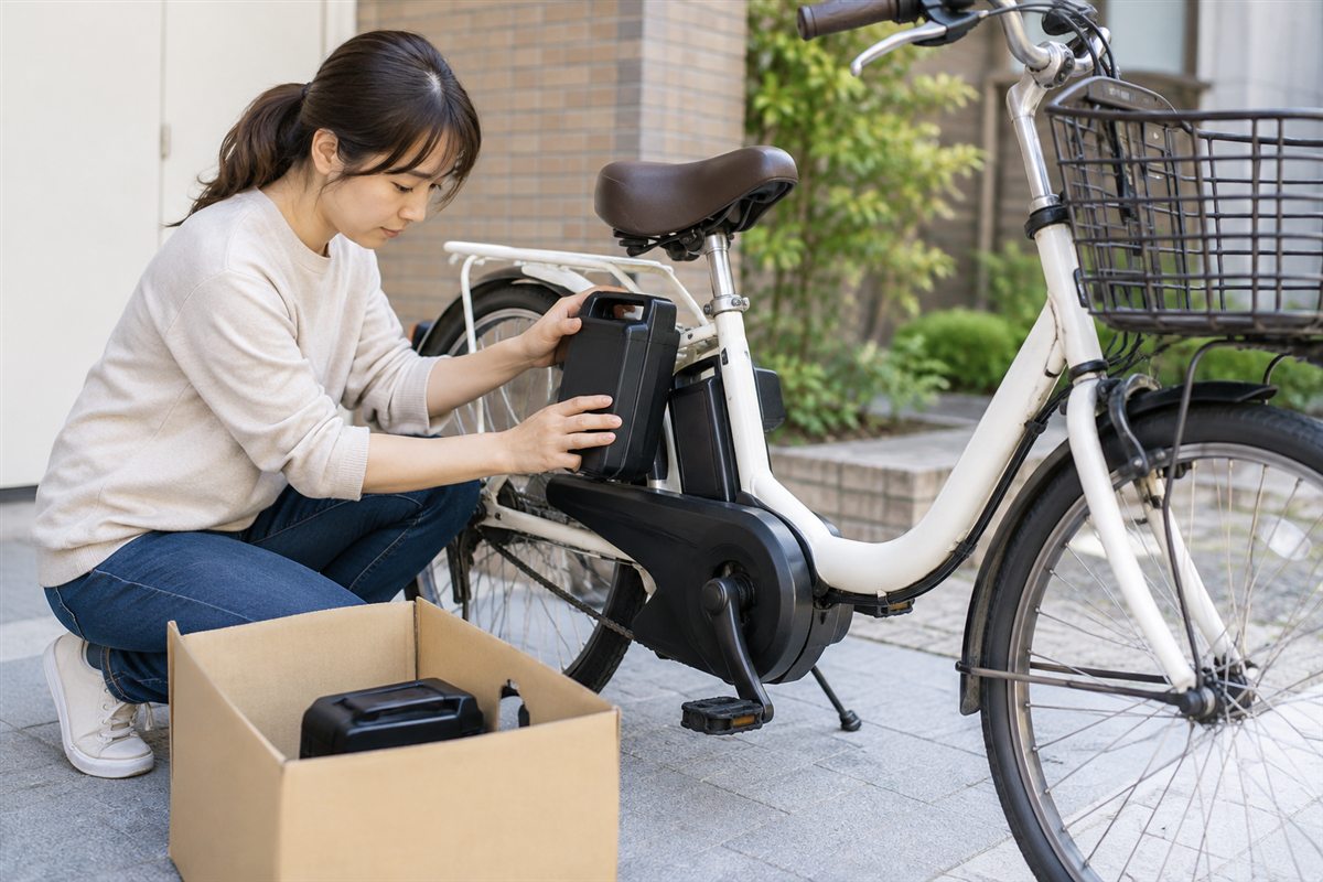 電動自転車の粗大ゴミ料金と出し方｜バッテリー分別と防犯登録抹消の手順に関する電動自転車の場面
