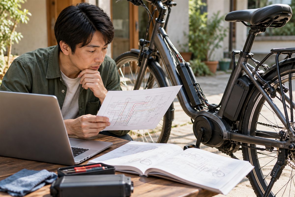 電動自転車の配線図はどこで見る？資料の探し方と修理前の確認に関する電動自転車の場面