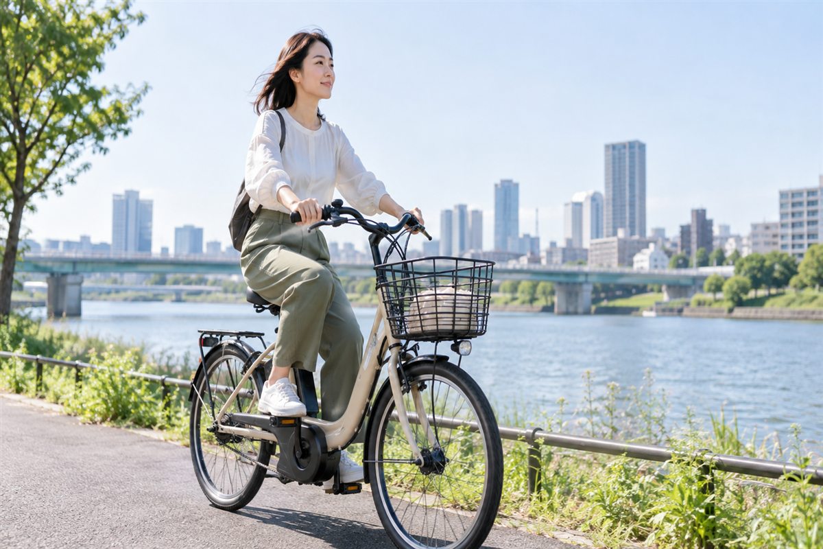 電動自転車で4キロは何分かかる？所要時間の目安と装備選びに関する電動自転車の場面
